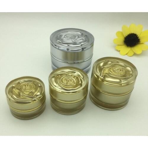 500pcs 5G Empty gold/silver cream jar,plastic cosmetic container cream jar with flower lid