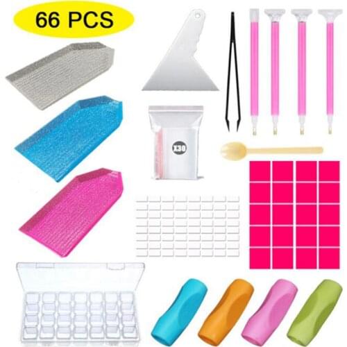 DIY Diamond Painting Accessories Transparent Storage Box Jewelry Beads Containers With Clay Point Drilling Pen Tray Tools Set