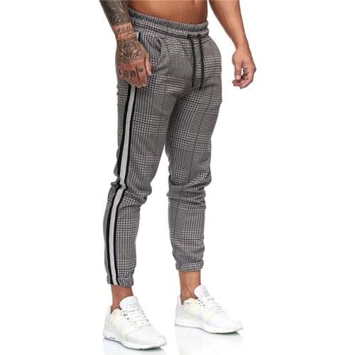 Plaid Men Pants Skinny Pants Mens Clothing Pantalon Trousers Pencil Pants Mens Ropa Hombre Streetwear Men Smart Casual Pants