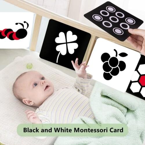 Montessori Baby Toys Black White Flash Cards High Contrast Visual Stimulation Learning Educational Flashcard Toddler Sensory Toy