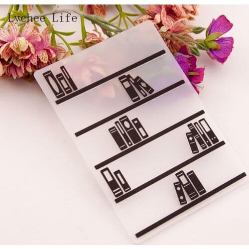 Lychee Life New Bookshelf Books Plastic Embossing Folder For Scrapbooking Wedding Template Paper Card Diy Making Crafts