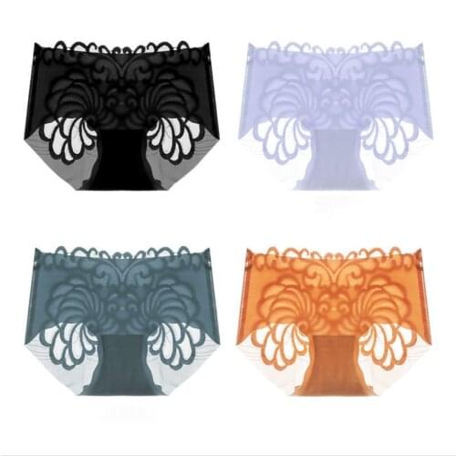 MiiOW Ice Silk Cool Feeling Seamless Underwear Womens Summer Thin Section Through Low Waist Shorts Antibacterial Cotton File
