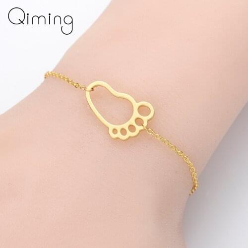 Lovely Baby Feet Cute Bracelet Mom Dad Baby Kids Gift Simple Chain Charm Bracelets Women Jewelry For Baby