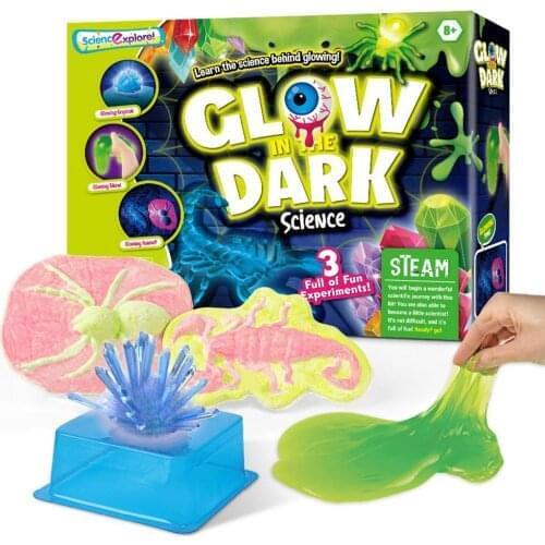 DIY Glowing Experiment Kit Glitter Glow Putty Gels Making Set For Kids Science Experiment Crystal Growth Plaster Doll