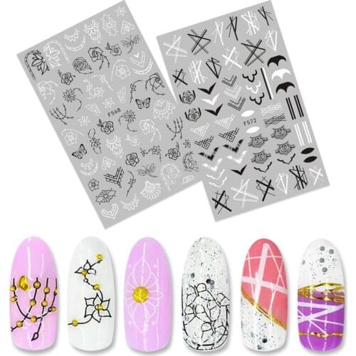 Nail Sticker Self-Adhesive Nail Sticker Long-lasting Multi-functional Abstract Lady Face Avocado Color 3D Nail Sticker for Girl