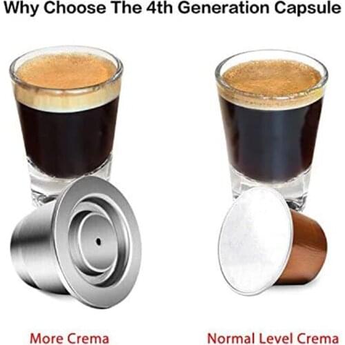 Stainless Steel Capsules Reusable 3 Pieces Refillable Pads for Nespresso1 Tamper 1 Spoon 1 Brush