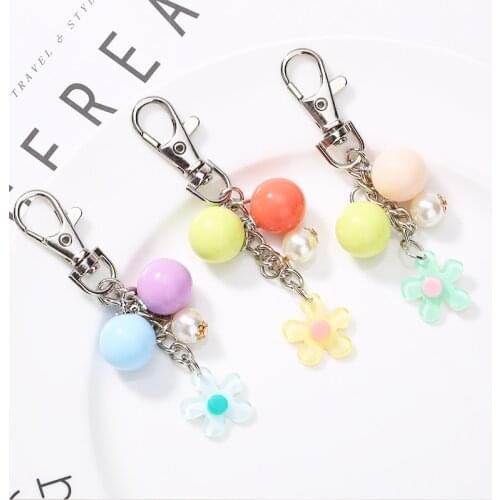 CHUNOU Brand 2020 New Resin Flowers Cute Women Keychain Car Pendant Girls Handmade Fashion Jewelry Bag Key Chains Hot Key Ring