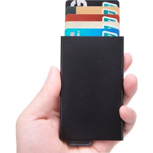 New Men Card holder RFID Blocking Wallet Automatic Aluminum ID Card Holder Credit Card Protector Case Pocket Purse