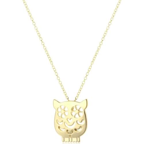 Popular in Europe and America, hollow-out owl pendant necklace as a gift for friends