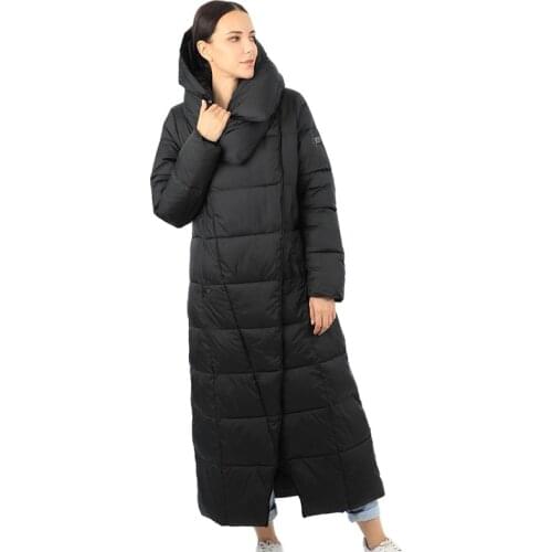 Womens Parka Long Down Jacket Cotton Removable hooded Female Quilted Coat Puffer Stand-up Collar Windproof Large Size 19-255