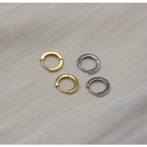 Simple European and American metallic gold-plated earrings mens and womens cool breeze small mini hoop couple earrings