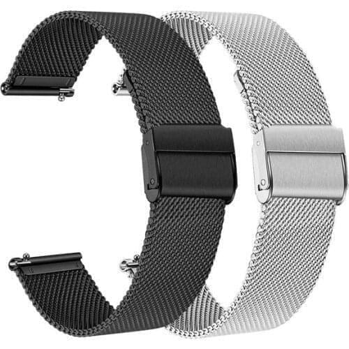 16mm 18mm 20mm 22mm Universal Milanese Watchband Quick Release Watch Band Mesh Stainless Steel Strap Wrist Belt Bracelet Black