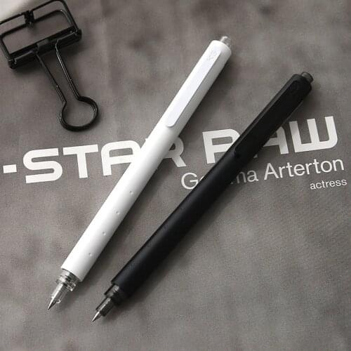 KACO Retractable Gel Ink Pens Black White 0.5mm Bullet Tip Black Ink Student Writing Pens School Office Supplies 10pcs/box