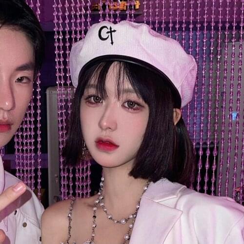 Ruibbit Sweet Cool Japanese Gothic Girl Punk Rock Moon Cross Black White Berets Hat Woman Casual Caps Fashion Hats Y2k