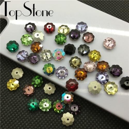 Mix colors 84pcs Marguerite Lochrose 8mm Sew on Rhinestones Many Choice Plum flower One Hole Sewing Glass Crystal Beads