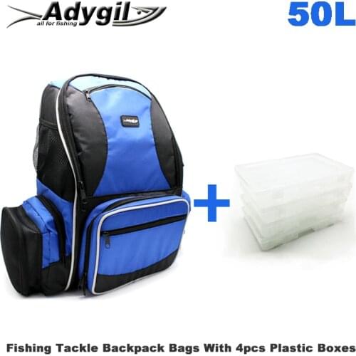 Adygil Fishing Tackle Back Pack Station W/4 Medium Utility Boxes Fishing Bag