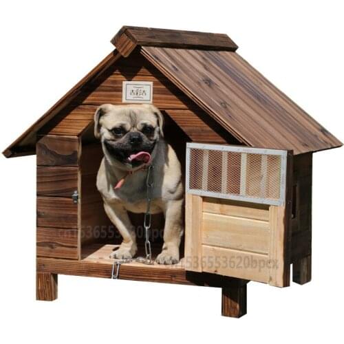 Outdoor Solid Wood Dog House Kennel Waterproof Leakproof Dog Cage for Small Medium Large Dogs Cats House with Door Window