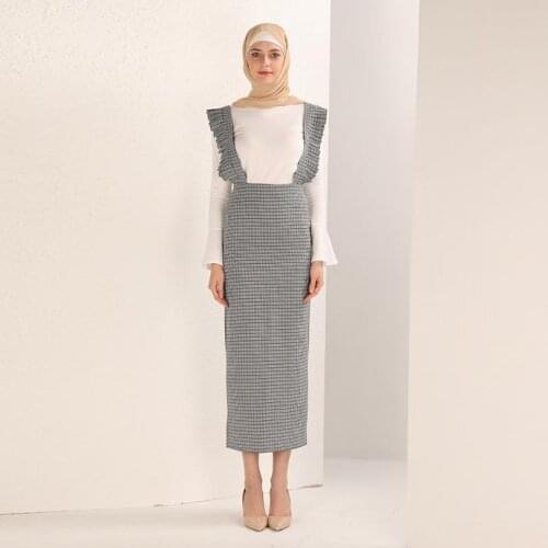 Fashion Womens Belt Skirt Overalls Dress Muslim Bottoms Long Pencil Skirt Ramadan Party Worship Service Islamic Clothing wq1532