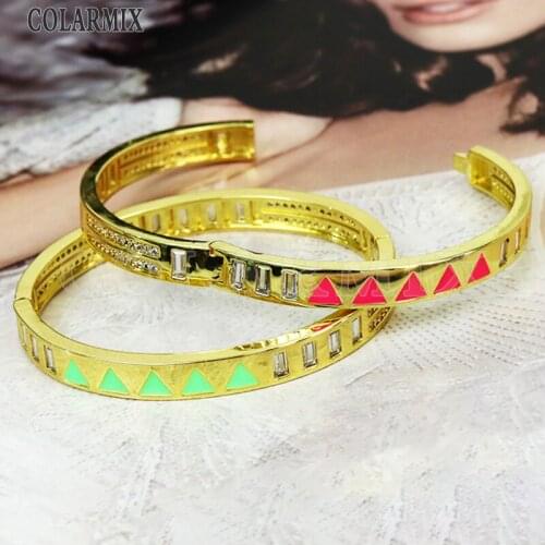 3 Pcs Summer color Enamel color Metal Bangle Summer Jewelry Bangle Bracelet Gold color Women bangle 51444