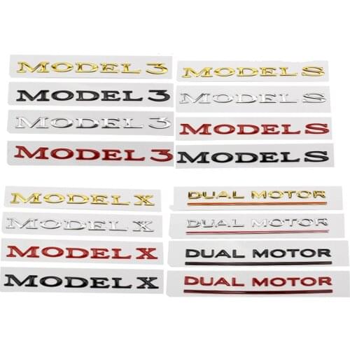 Car Rear Trunk Letters Badge Replace ABS Sticker Accessories for Tesla Model 3 Model S Model X DUAL MOTOR Logo Emblem
