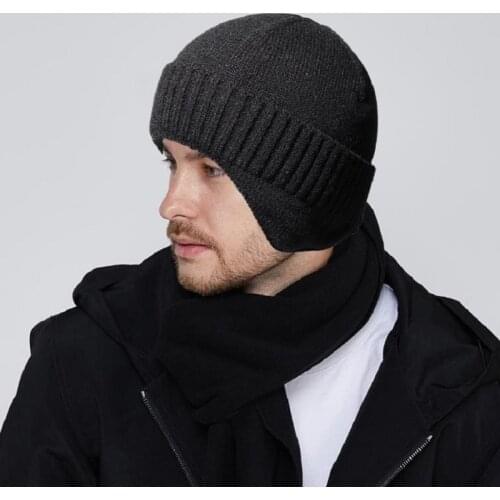 2021 Fashion Men Winter Knitted Bomber Hats Think Wool Beanies Bonnet Casquatte Gorras Outdoor Cycling Plush Keep Warm Hat