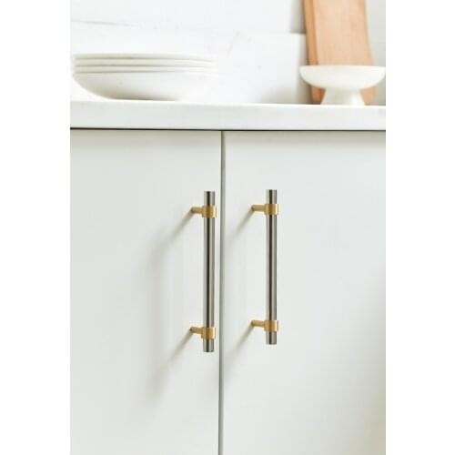 304SS Stainless Steel Brass Furniture Handle Mirror-polished T-bar Long Knob Cabinet Hardware Handles Drawer Pull Bedroom Knob