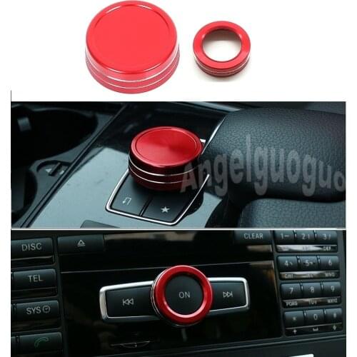 2PCS Car Multimedia Control Knob Cover Multimedia Knob Decoration Fit For Mercedes Benz AMG A B CLA GLA GLE ML GL C W204 Class