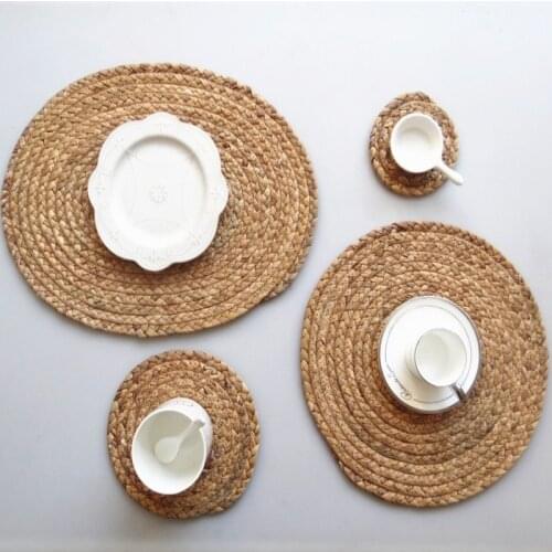 Banboo Handmade Cup Coaster Round Placemat For Dining Table Decoration Solid Kitchen Dining Accessories Table Pad Home Decor