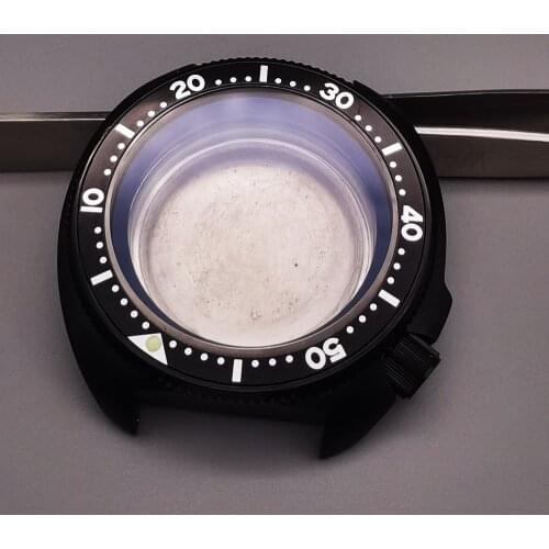 Mod SKX6105 Black Watch Case 20ATM WaterProof Solid transparent bottom cover For Seiko NH35 NH36 Automatic Movement Dive Watch