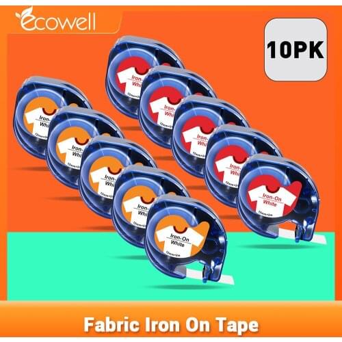 Ecowell 10PK Clothing label 18769 compatible for Dymo Letratag LT 18777 18769 Fabric Iron on Tape for LT 2000 QX-50 100H Printer