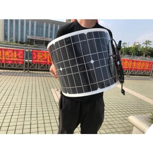 HannMall Flexible Solar Panel Plate 12V 25W Solar Charger for Car Battery Charging 18V Monocrystalline Cell Module For House