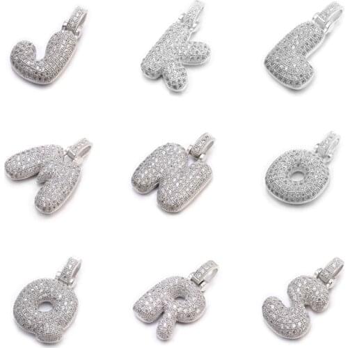 Juya DIY 26 Alphabet Initial Letter Charms Pendant Supplies For Women Men Fashion Micro Pave Zircon Handmade Jewelry Making