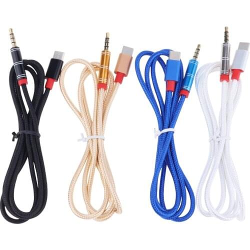 USB Type C Aux Audio Cable Type-C to 3.5mm Jack Adapter For Samsung Xiaomi Huawei Car Headphone Speaker Wire AUX Cord 100pcs