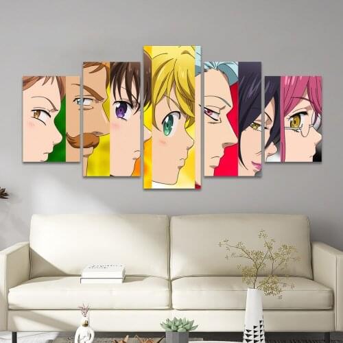 Anime Seven Deadly Sins 5 Piece Poster Pictures Home Decoration Paintings Canvas HD Prints Wall Art Modular Living Room