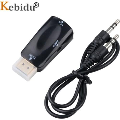 Kebidu HDMI-compatible to VGA Male to Female Adapter Converter Cable Support HD 1080P HDTV Adapter For PC Laptop