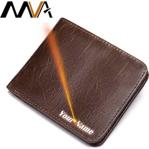 MVA Man Wallet High Quality Wallets Male Short Blocking Rfid Genuine Leather Wallet Men Purse Luxury Engraved Credit Cards 7101