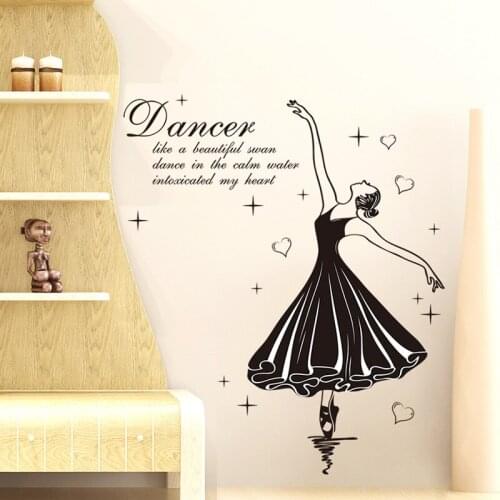 Beautiful Ballet Girl Woman Dancers Decorative Kids Wall Stickers Music Room Latin Dance Room Wall Decoration Sticker Wall Decal