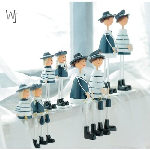 Creative Wooden Navy Hanging Dolls A family of Four Mediterranean Home Decor Ornaments