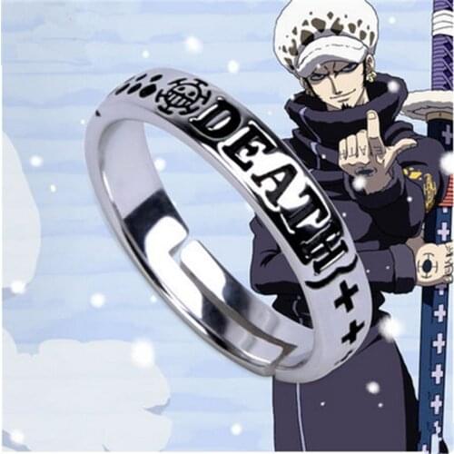 Hot Anime Limited Luffy Death Trafalgar Law Ace 925 Sterling Silver Ring Cosplay Gift S925 Rings Props