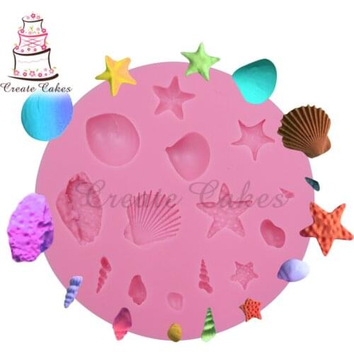 Mini Seashell Fondant Cake Molds Soap Chocolate Mould Kitchen Baking Tools Cake Decorative Mold Tool Cupcake Topper Mould SM-083
