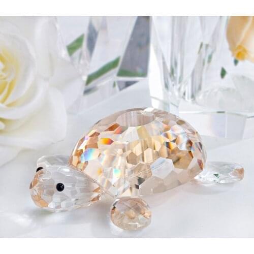 H&D Mini Crystal Tortoise Turtle Animal Figurine Ornament Art Glass Statue Collectible Lucky Gift of Good Health Wedding Favors