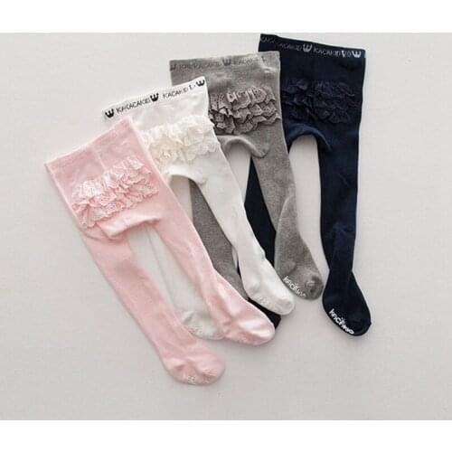 New Cute Girls Kids Baby Toddlers Multi-color Cotton Lace Stockings Tights Pantyhose Casual