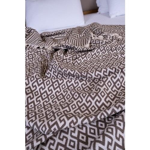 Turkish %100 Cotton Blanket, Double Side Luxury Blanket Throw Greek Model
