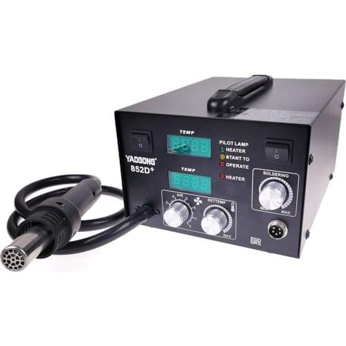 Yaogong 852D+ Double Digital Display Adjustable Thermostat BGA Air Pump Type Soldering Stations 2in1 Rework Station