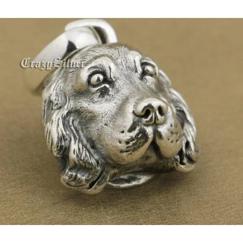 LINSION 925 Sterling Silver Cocker Spaniel Pendant Charms Small Animal Pendant TA37