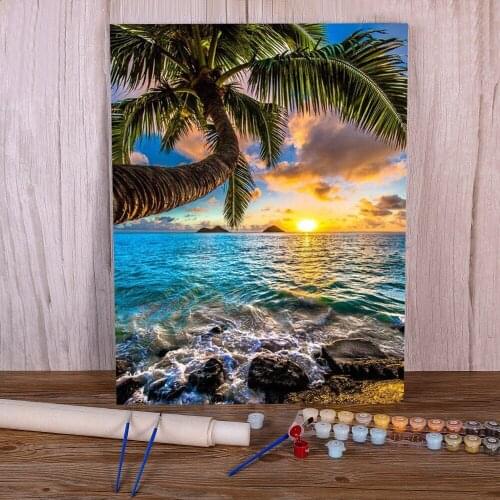 Landscape Sunset Coloring By Numbers Painting Package Acrylic Paints 40*50 Picture By Numbers Photo Home Decor Drawing