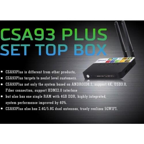 5pcs/lot dhl free CSA93 Plus Android 8.1 4G/64G Smart TV Box RK3328 Quad Core Dual Band Wifi 2.4G/5.8Ghz 3D Bluetooth