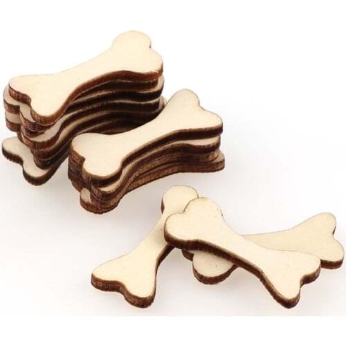 50PC Blank Wooden Buttons Dog Bone Kids Birthday Party Supplies DIY Scrapbook Craft Wedding Decoration Hand-made Graffiti