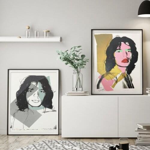 Retro Andy Warhol Artwork Canvas Painting Mick Jagger Portrait Poster and Print Wall Art Pictures for Living Room Pub Decoration