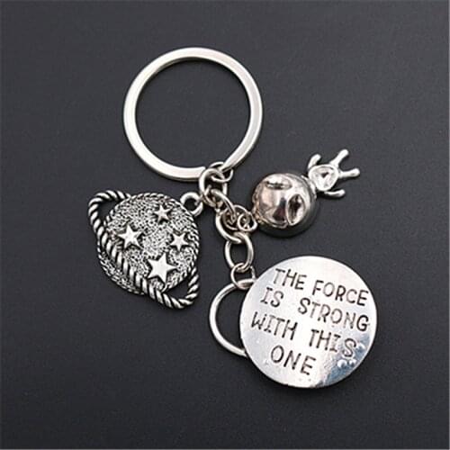 The force is strong with this one charm 1pc Silver Plated universe alien keychain DIY creative handmade metal keychain A1375